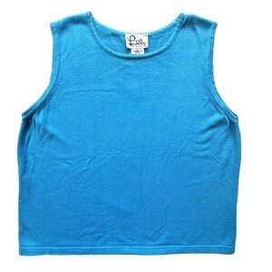 Lilly Pulitzer Women’s cotton turquoise knit sleeveless cropped tank top XL